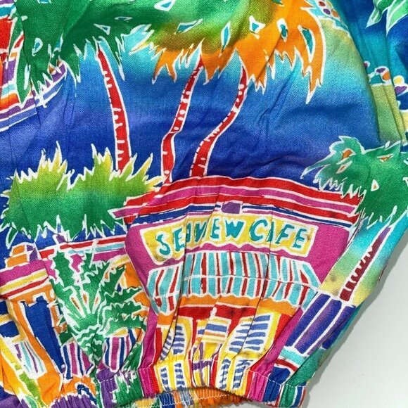 Explosive Womens Crop Top Size Small Vintage Tropical Print Off The Shoulder USA - Picture 13 of 13